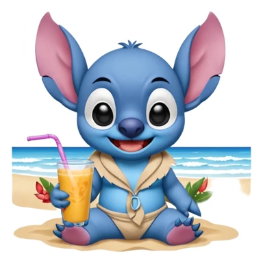 Stitch realista en la playa sticker