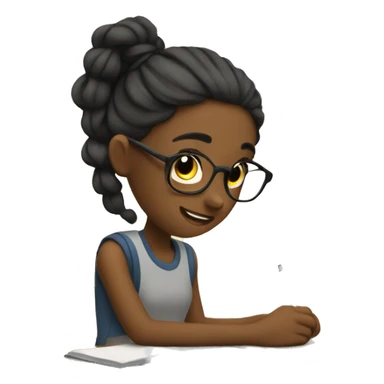 Girl listing to songs and doing homework  sticker