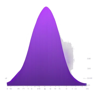 Normal distribution graph with a wider peak and purple hue sticker