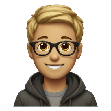 boy with dog and glasses smile sticker