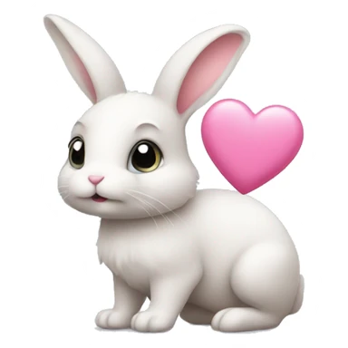 small bunny with pink heart  sticker