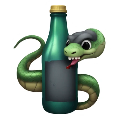 Emo snake holding a bottle sticker