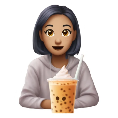 Bubble tea 🧋gossping rumours surprised facial reaction 👀😮 sticker