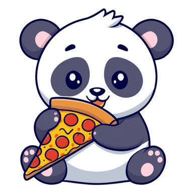 Panda eat pizza sticker