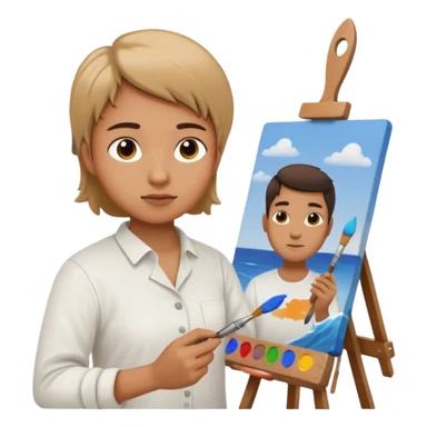 person quietly painting on canvas sticker