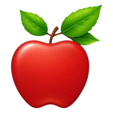"iOS style apple emoji, bright red with a glossy texture and green leaf, no background" sticker