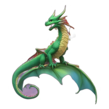 Dragon rose devant un arc en ciel sticker