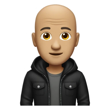 bald man in black jacket sticker