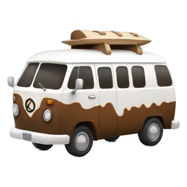 traveling 3d brown and white hippie van sticker
