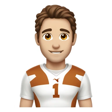 Brown hair, pale skin, male with hook em horns for University of Texas Longhorn. sticker