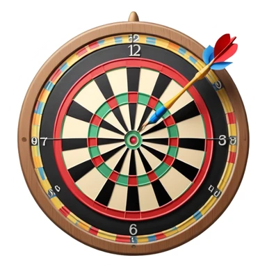 A dartboard with darts firmly stuck in the bullseye, surrounded by the colorful sections of the target. The background conveys a competitive atmosphere, with a subtle focus on precision and skill in the game of darts. sticker