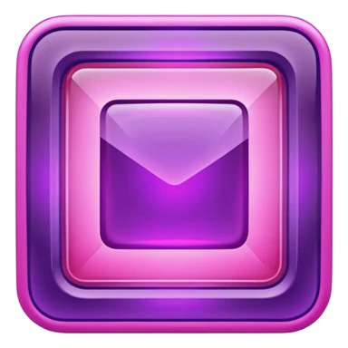 A glowing neon square in shades of purple and pink, transparent background sticker