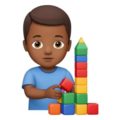 Toddler black boy – stacking colorful building blocks.
 sticker