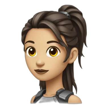 Cyborg girl dark brown long hair sticker