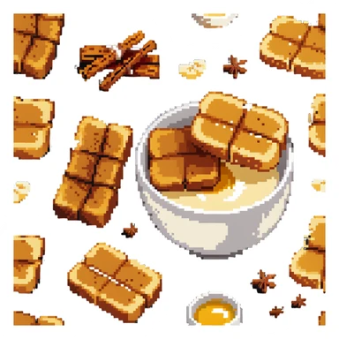 torrijas, Spanish sweet dish, fried bread slices soaked in milk and honey with cinnamon sticker
