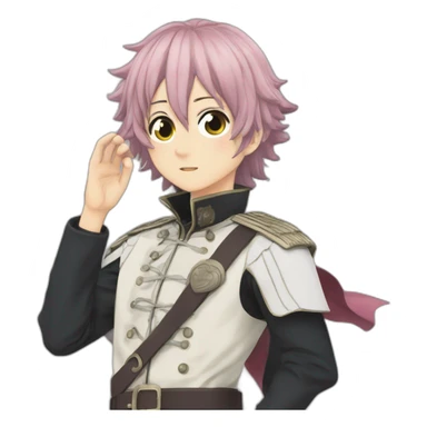 yuno from black clover, black hair, golden dawn uniform sticker