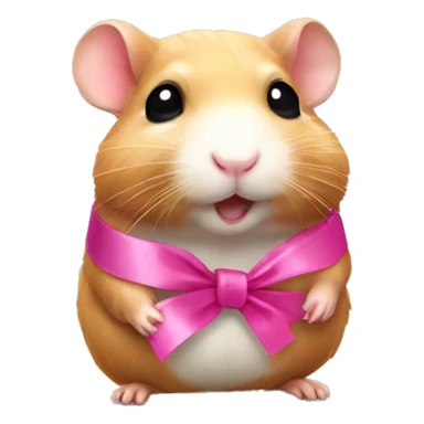hamster with a pink ribbon sticker