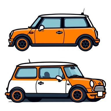 Orange mini cooper that looks like it’s smiling  sticker