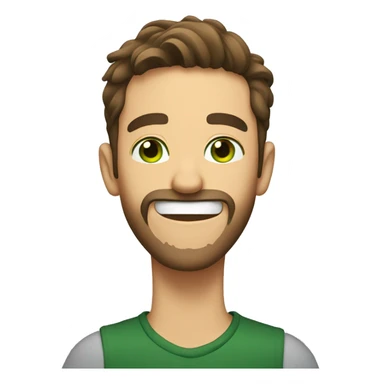 man, brown hair, short beard, green eyes, laughing sticker