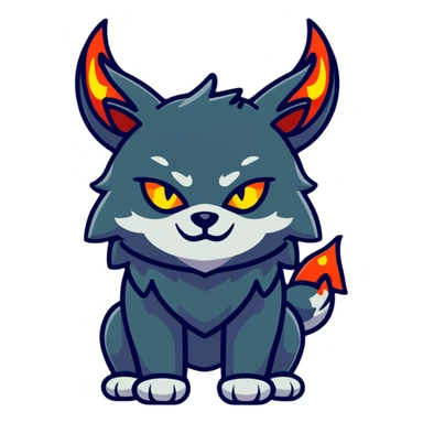 Dark demonic wolf with horns and glowing symbols sticker