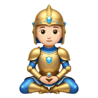 knight kneeling with sparkles, cute and round, emoji style, no text sticker