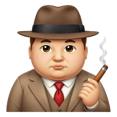 cute chubby mafia boss with fedora hat and tiny cigar sticker