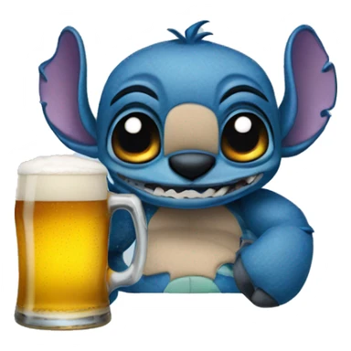 Stitch with a modelo beer sticker