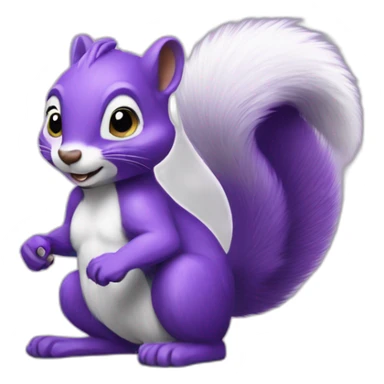the purple squirrel has a purple nut in its paws sticker