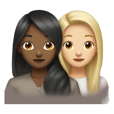 Black with relaxed hair and asian girl brown and blonde hair huging sticker