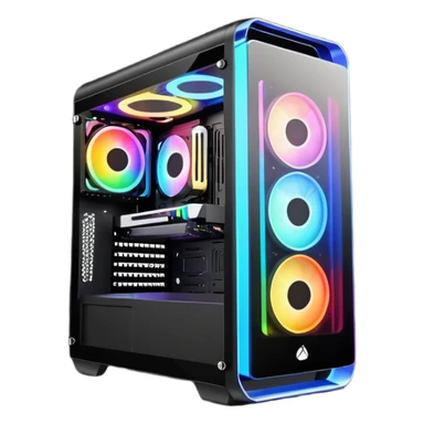 a black gaming pc with rgb lights  sticker