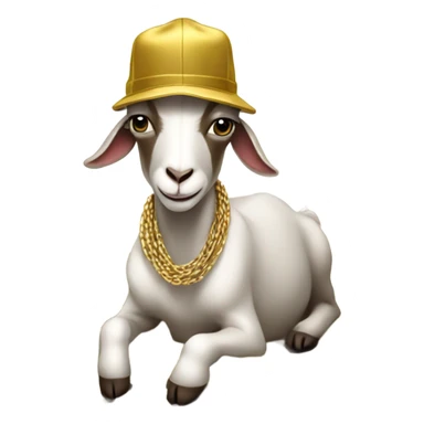 A Goat with gold chains and money and a cap  sticker