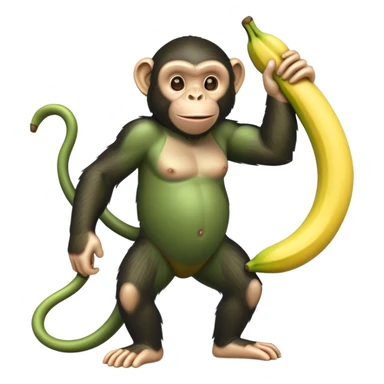 green chimpanzee with a banana body sticker