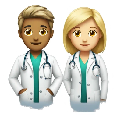 children doctor boy and girl sticker