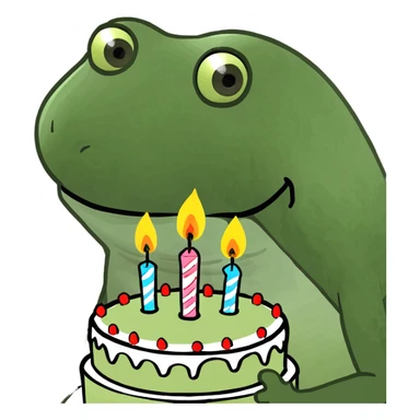 bufo blowing candles on cake sticker