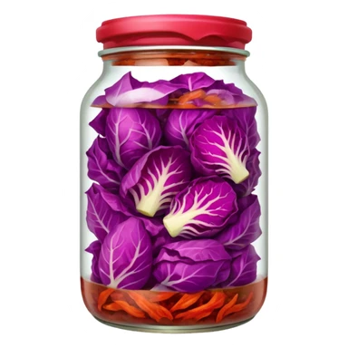 transparent jar filled with red kimchi cabbage pieces sticker