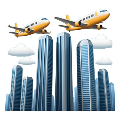 plane flying towards two identical sky scrapers sticker