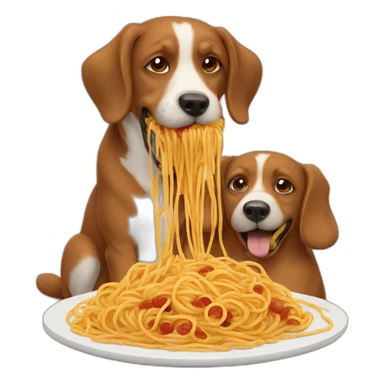 two dogs eat spaghetti sticker