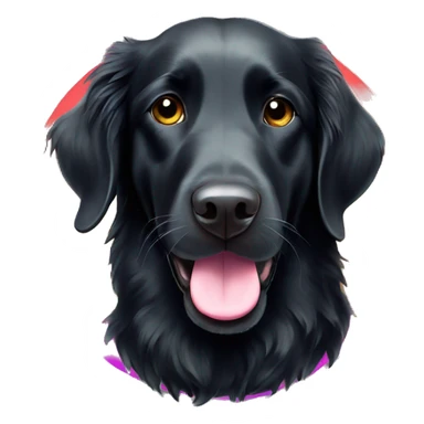 Black Flat coated retriever with rainbow bandana sticker