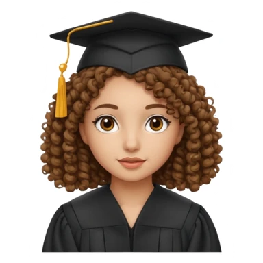 Menina de cabelo cacheado olhos castanho com roupa de formatura sticker
