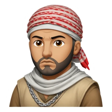 an angry Iraqi, in profile, chest-high sticker