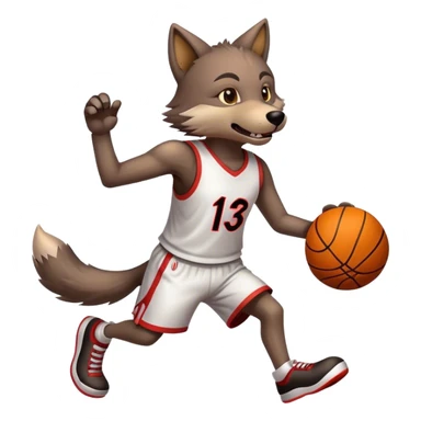 Wolf playing basketball sticker