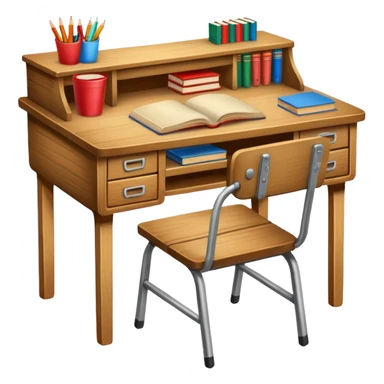 school desk viewed from front sticker