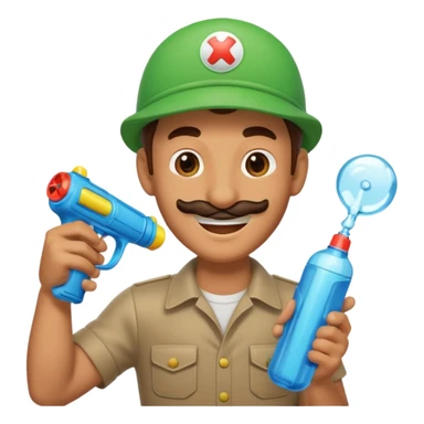 Luigi with a water gun sticker