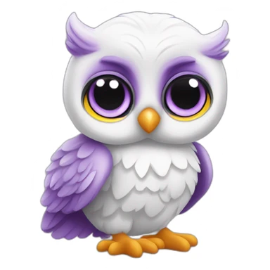 cute baby owl white purple sticker