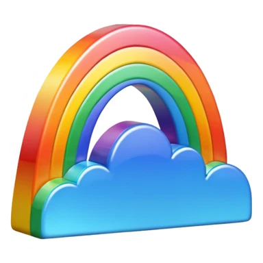 A 3d, not too detailed rainbow prismatic icon sticker