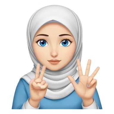 Turkish beautiful finish Konya girl blue eyes with hijab and saying no with hand gesture sticker