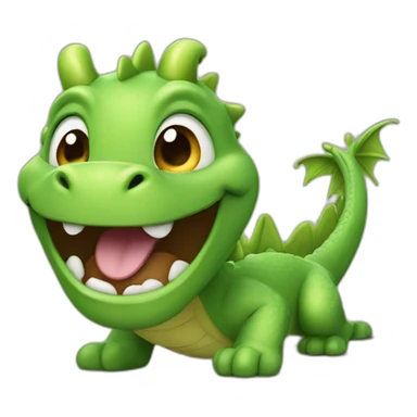 A cute little green dragon, laughing sticker