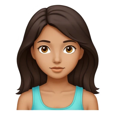 a girl with dark brown hair and with a summer outfit sticker