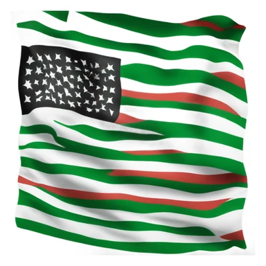 Make me the Syrian flag, the top colour in green, the middle colour in white with 3 red stars, and the bottom colour in black sticker