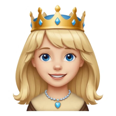 simple Blonde girl with bangs and blue eyes, and a simple crown. giving cockerspaniel energy sticker